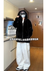 冬季新款仿兔毛连帽夹棉保暖休闲宽松毛绒外套D2661-TP70138，男装棉衣，电商A102
