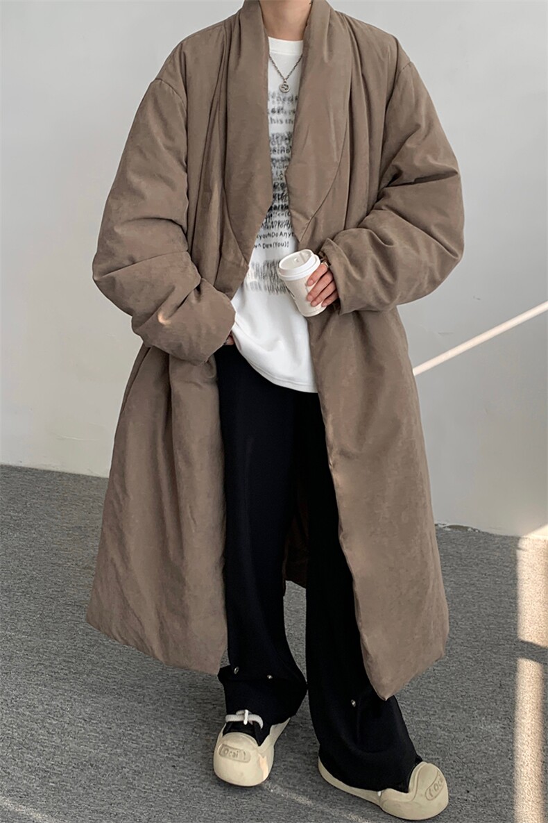 8XL-M90白鸭绒！特大码羽绒服日系绒面长款棉衣男YRFC03P268,男装羽绒服,电商D206-1