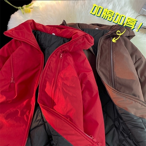 冬季加绒连帽棉衣保暖百搭棉服外套宽松潮流冲锋衣男JK2810P85图片