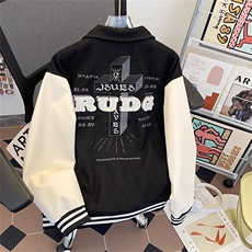 棒球服男宽松翻领重工刺绣美式情侣夹克高级感毛呢外套HH1219P72，男装夹克，星座1013-5