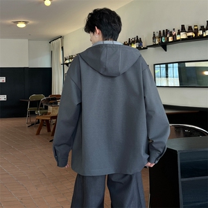 ！2025秋冬新款男士连帽夹克纯色简约百搭外套JK005特P55图片