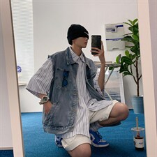 牛仔马甲男潮流宽松休闲情侣外套潮牌设计感毛边坎肩背心B802-P50，男装背心/马甲，星座1008-2