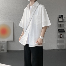 8XL-M泡泡纱盐缩肌理短袖衬衫男夏季冰丝外套防晒衬衣DC28011P36，男装衬衫，电商B312
