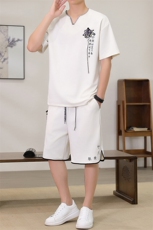 （版权注册仿款必究）风套装男夏季V领唐装新中式刺绣两件，男装休闲套装，星座1206（原A206）