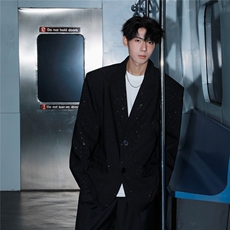 2025港风精致满天星西服男大码M-5XL潮流西装男XF77871P85控138，男装西服，星座227-7