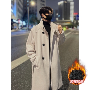 立领毛呢舒适加厚棉衣中长款大衣外套男J5277J加棉-特P105控188图片