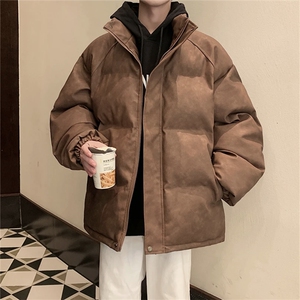 （现货）美拉德复古皮棉衣纯色立领加厚棉袄棉服7383-特P90图片