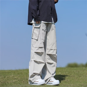 美式复古多口袋速干工装裤男女潮牌夏季宽松休闲伞兵裤男Q125/P50图片