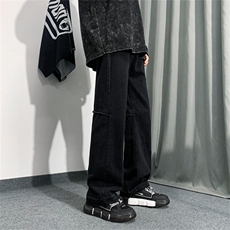 春季新款美式复古vibe裤子ins高街潮水洗黄泥染牛仔裤男N0932-P40，男装牛仔裤，星座308B-1