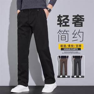 高端男士呢子休闲裤宽松直筒轻商务长裤秋冬百搭裤子Z2610-P50图片