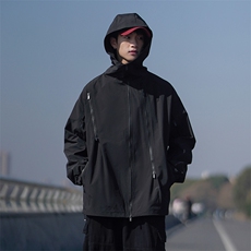 春季新款潮机能风拉件连帽冲锋衣外套宽松百搭夹克CYJK9126-P80，男装夹克，电商A128