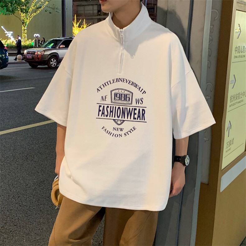 polo衫男短袖t恤宽松潮流ins港风百搭体恤上衣胖子大码PL0139-P43，男装Polo衫，星座308B-2