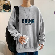 ！22秋装港风日系大码印花圆领卫衣长袖潮流学生上衣WY109P25，男装卫衣，电商B220