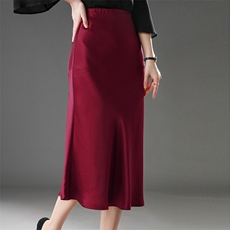时尚真丝半身裙高级感纯色显瘦百搭女裙，女装半身裙，澳冬特羊绒