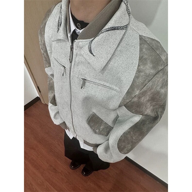 706-1-JK1539-P118特P秋季蛇影之鳞重磅蛇纹拼接短款夹克外套,男装夹克,星座706-1