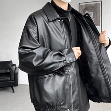8XL-M皮衣外套男港风复古美式加绒加厚皮夹克机车PY858P95控128，男装皮衣，电商D206-1