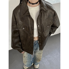 痞帅新款男女同款扎染休闲皮夹克潮外套皮衣Y03-P90控128，男装夹克，电商A132（原电商B245）