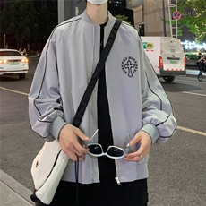 特批港风夜景个性印花时尚宽松反光条棒球领夹克TPF6051P60，男装夹克，电商A247