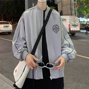 特批港风夜景个性印花时尚宽松反光条棒球领夹克 TPF6051 P60图片