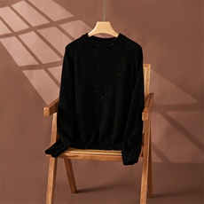 2025简约百搭圆领插肩点子纱针织衫，女装针织衫/毛衣，朵沐纯羊绒