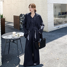高级感慵懒宽松休闲西装显瘦马甲气质长裤三件套女秋2025新款，女装套装/套裙，慧尚2-185