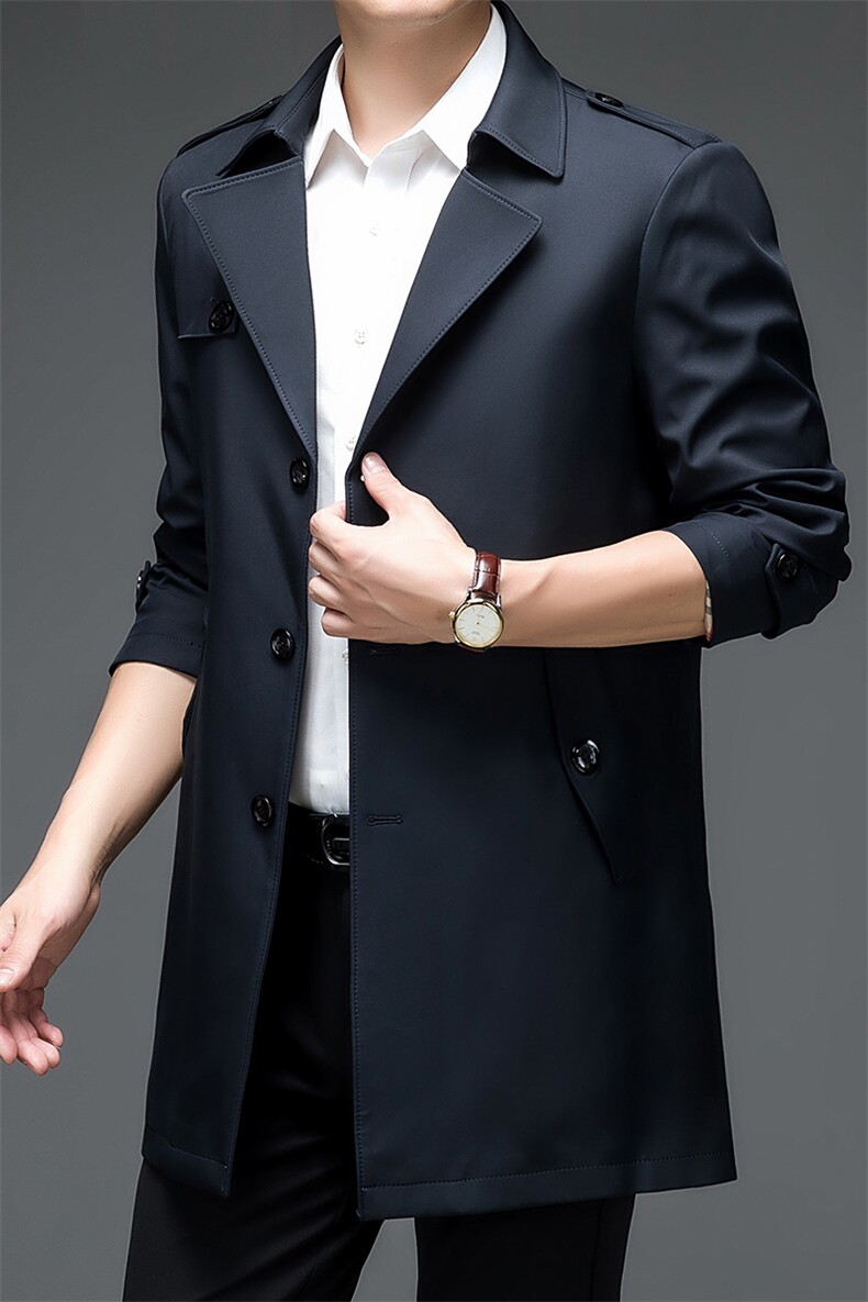 JH2128男士风衣主推款长期稳定翻领商务中长款外套,男装风衣,钱塘207-3