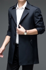JH2128男士风衣主推款长期稳定翻领商务中长款外套，男装风衣，钱塘207-3