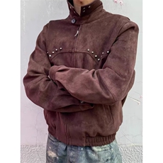 美式复古麂皮铆钉短宽外套男cleanfit巴恩风工装夹克JK2320-P75，男装夹克，星座308B-2