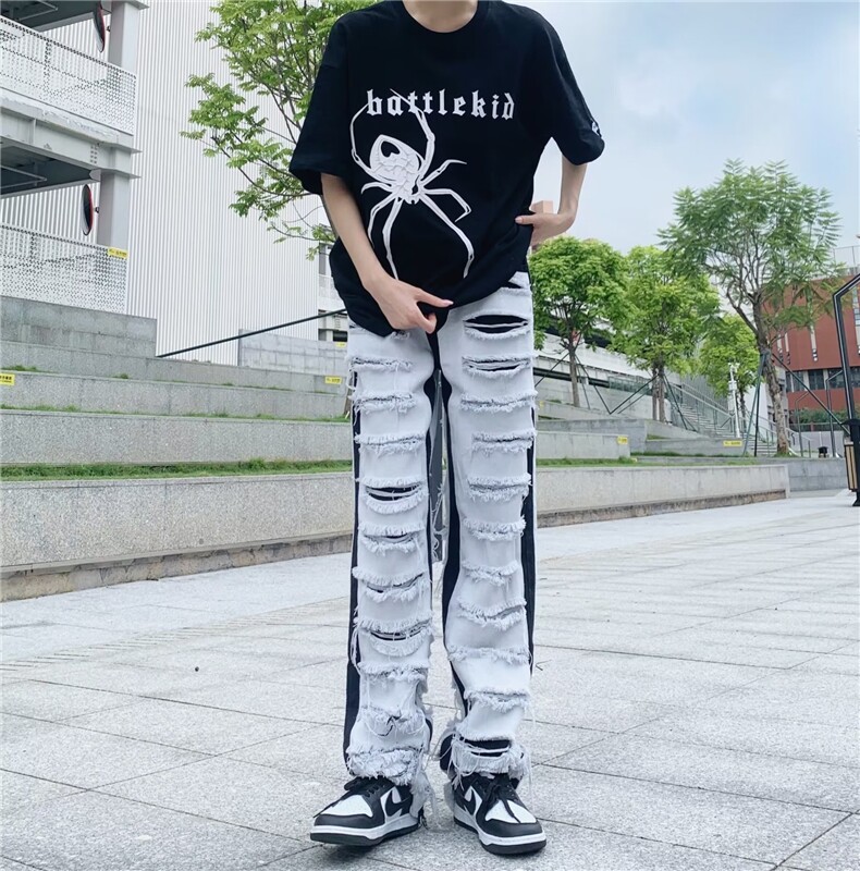 直脚牛仔裤男潮拉链青春流行新款秋季宽松直筒中腰BK62-P78,男装牛仔裤,星座1109-3