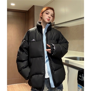 中性风冬装PU软皮美式撞色棉服logo棉衣休闲外套男女G1102P128
