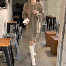时尚百搭宽松显瘦中长款羊毛衫连衣裙女秋冬新款韩版气质打底裙，女装羊毛衫，泰沅羊绒