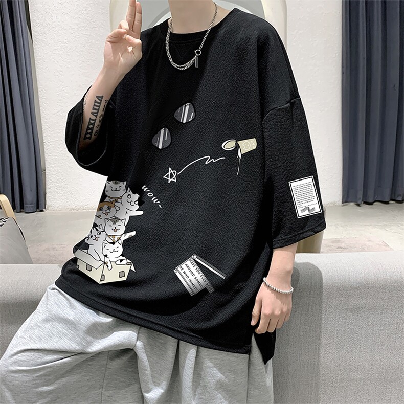 Q11115-P30春夏季七分袖t恤男大码五分袖男短袖中袖大皂风,男装T恤,电商A040