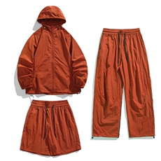 现货6色凉感轻薄透气套装防晒服套装三件套件套25XZ80059特批65，男装休闲套装，电商A042