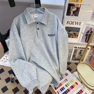 加绒POLO衫男韩版潮流字母印花高街帅气2023冬季ins卫衣WB223-P40图片