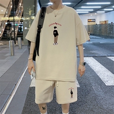 ！2023夏季男士华夫格短袖T恤套装百搭上衣一套HTZ12P50，男装T恤，电商B220