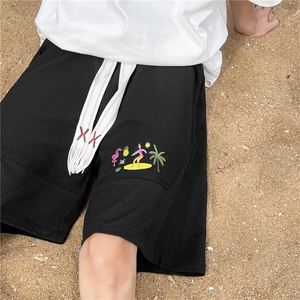美式设计感潮款刺绣短裤夏季休闲宽松五分裤A061-AD00085-P50控68图片