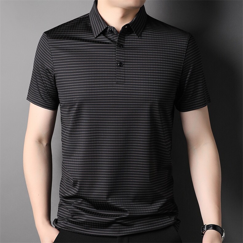 夏季纯棉半袖POLO衫男士短袖T恤条纹上衣翻领t恤衫潮BB5193-P75,男装T恤,钱塘6003A(原)4033A
