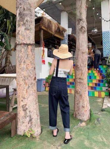 夏季新款牛仔单肩背带裤，其它，二分之一