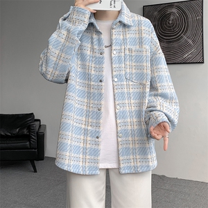 8XL-M 特大码高级感千鸟格闲大码情侣复古翻领夹克外套JK1303P65图片