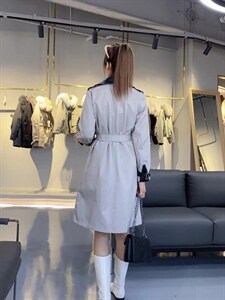 现货秋装新款拼皮风衣图片