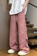 XZ616夏季扎染宽松百搭灯芯绒长裤抽绳休闲裤TY1023P55控68，男装休闲裤，星座512A（原616）