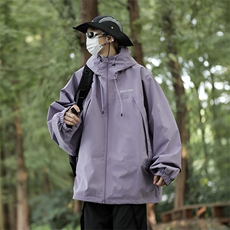 港风秋款男连帽高领夹克衫字母刺绣冲锋衣魔术贴外套JK9276P60，男装夹克，星座1013-1
