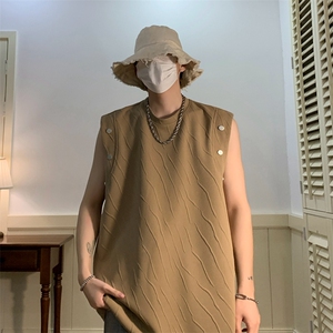 23新款肌理感无袖铆钉设计背心男坎肩T恤A316-1Y85P30控48图片