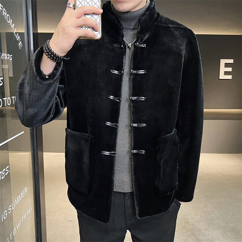 主推风中老年金貂绒外套男复古盘扣夹克中式唐装ZX8901-P230,男装夹克,星座1105-3