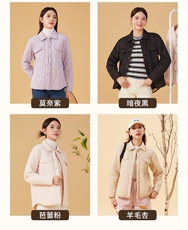 2025年夏季POLO领拉链长袖修身型不连帽棉衣时尚百搭简约大方，女装棉衣/棉服，雅鹿
