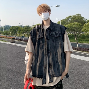 2025新款牛仔背心马甲外套男简约宽松工装复古马甲 MJ8610 P58图片