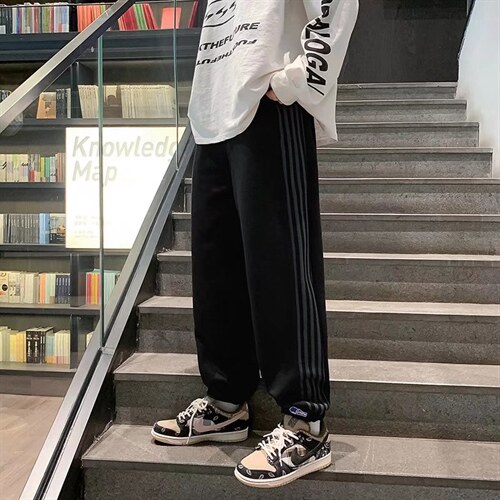 条纹卫裤男新款宽松百搭港风B684P32，男装休闲裤，星座1116-2