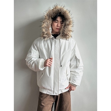 夹棉加厚连帽棉衣可拆卸毛领情侣工装派克服5D1197-TP115198，男装棉衣，电商A102