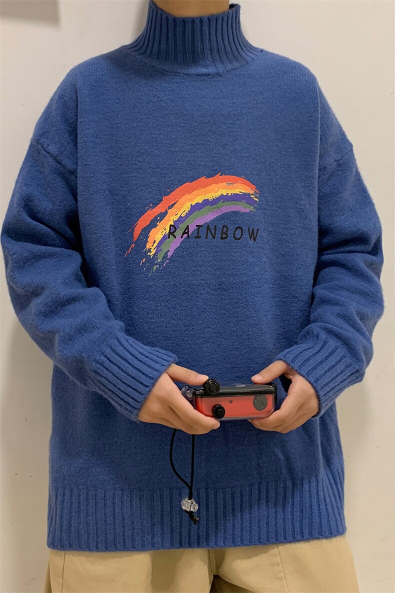 M18064-P45加绒P65半高领毛衣男士大码针织衫男毛线衣男线衫,男装针织衫/毛衣,电商A040