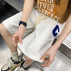 短裤男女织带绣标C2025新款华夫格五分裤休闲运动中裤K1077-P26，男装牛仔裤，星座207